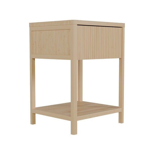 English Elm Bamboo Nightstand Set with Usb Charging Wave Textured Door and Open Shelf Storage W2207P504489