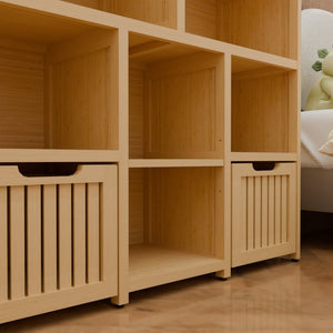 English Elm Bamboo Open Cube Organizer with Drawers Natural Finish Kids Bedroom Storage Shelf W2207P504620