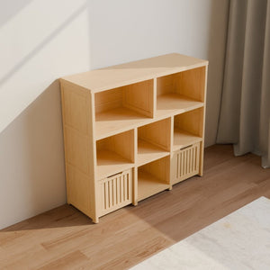 English Elm Bamboo Open Cube Organizer with Drawers Natural Finish Kids Bedroom Storage Shelf W2207P504620