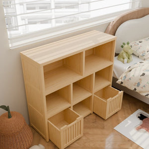English Elm Bamboo Open Cube Organizer with Drawers Natural Finish Kids Bedroom Storage Shelf W2207P504620