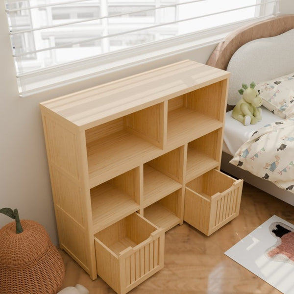 English Elm Bamboo Open Cube Organizer with Drawers Natural Finish Kids Bedroom Storage Shelf W2207P504620