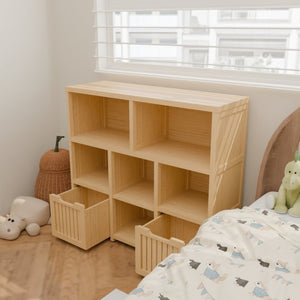 English Elm Bamboo Open Cube Organizer with Drawers Natural Finish Kids Bedroom Storage Shelf W2207P504620