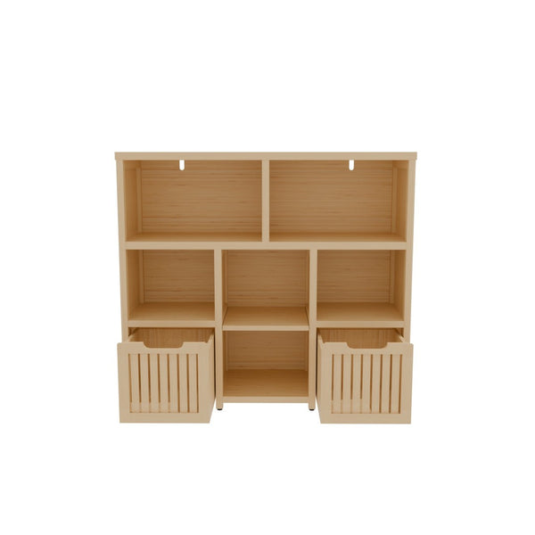 English Elm Bamboo Open Cube Organizer with Drawers Natural Finish Kids Bedroom Storage Shelf W2207P504620
