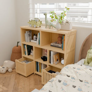 English Elm Bamboo Open Cube Organizer with Drawers Natural Finish Kids Bedroom Storage Shelf W2207P504620