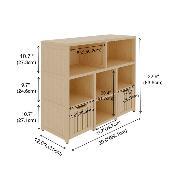 English Elm Bamboo Open Cube Organizer with Drawers Natural Finish Kids Bedroom Storage Shelf W2207P504620