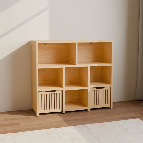 English Elm Bamboo Open Cube Organizer with Drawers Natural Finish Kids Bedroom Storage Shelf W2207P504620