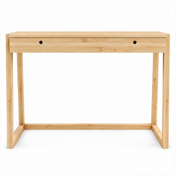 English Elm Bamboo Solid Wood Writing Desk Minimalist Compact Design for Home Office or Study W2207P554599