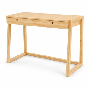 English Elm Bamboo Solid Wood Writing Desk Minimalist Compact Design for Home Office or Study W2207P554599