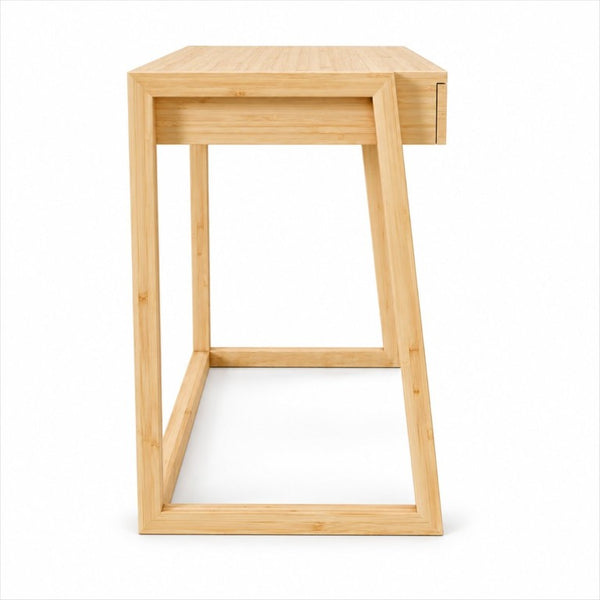 English Elm Bamboo Solid Wood Writing Desk Minimalist Compact Design for Home Office or Study W2207P554599