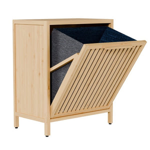 English Elm Dirty Clothes Bamboo Laundry Basket Round Woven Natural Bin for Bedroom Bath W2207P563293