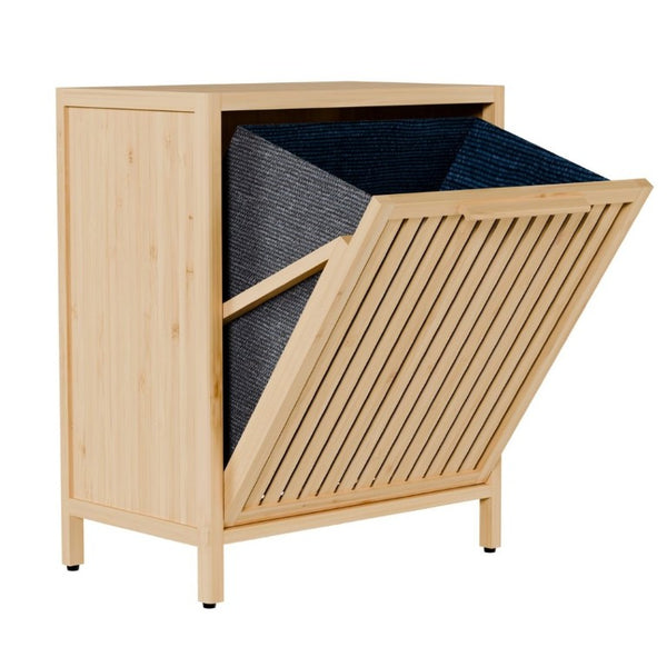 English Elm Dirty Clothes Bamboo Laundry Basket Round Woven Natural Bin for Bedroom Bath W2207P563293