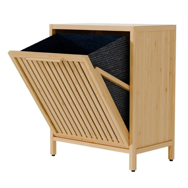 English Elm Dirty Clothes Bamboo Laundry Basket Round Woven Natural Bin for Bedroom Bath W2207P563293
