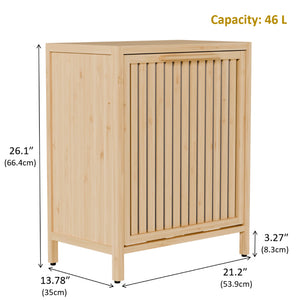 English Elm Dirty Clothes Bamboo Laundry Basket Round Woven Natural Bin for Bedroom Bath W2207P563293