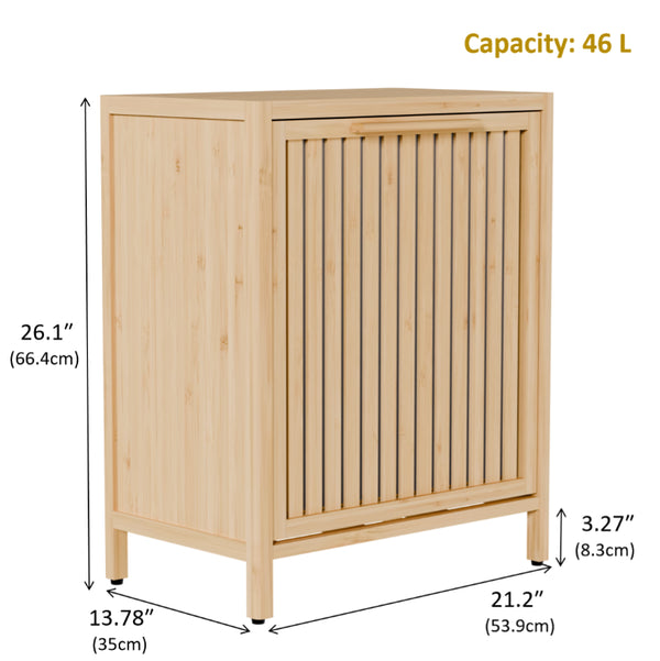 English Elm Dirty Clothes Bamboo Laundry Basket Round Woven Natural Bin for Bedroom Bath W2207P563293