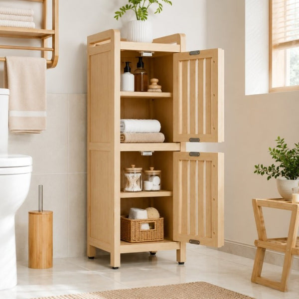 English Elm Slim Bamboo Low Cabinet Compact Organizer for Hallway Bedroom or Entryway Storage W2207P563295