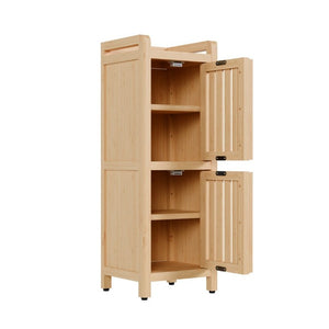 English Elm Slim Bamboo Low Cabinet Compact Organizer for Hallway Bedroom or Entryway Storage W2207P563295