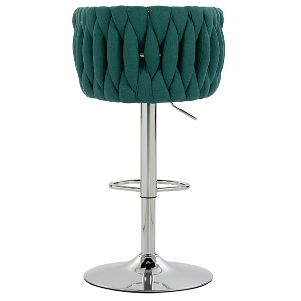 English Elm 360° Swivel Counter Height Barstools Set of 2 with Woven Back Chrome Frame Footrest Green W2215P517203
