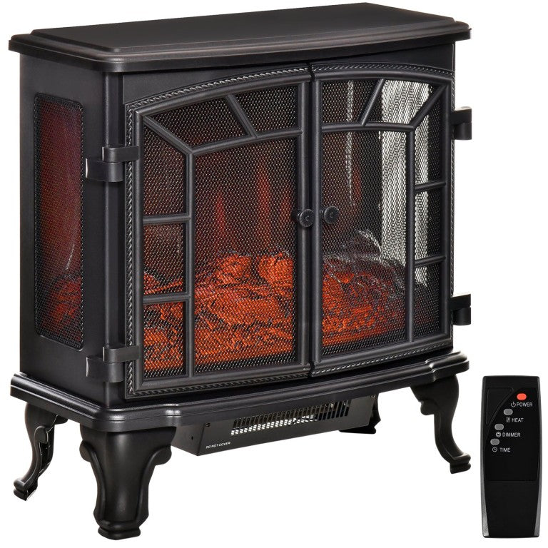 English Elm 27 Inch Freestanding Electric Stove Fireplace with LED Log Display and Remote Heat Control W2225P155579
