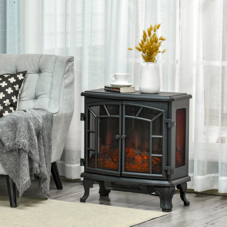 English Elm 27 Inch Freestanding Electric Stove Fireplace with LED Log Display and Remote Heat Control W2225P155579