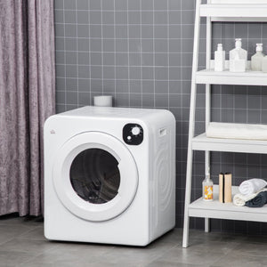 English Elm Homcom Compact Front Load Electric Dryer 3.2 Cu Ft Steel Drum Seven Modes for Small Spaces White W2225P156102