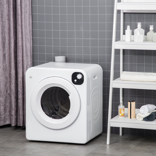 English Elm Homcom Compact Front Load Electric Dryer 3.2 Cu Ft Steel Drum Seven Modes for Small Spaces White W2225P156102