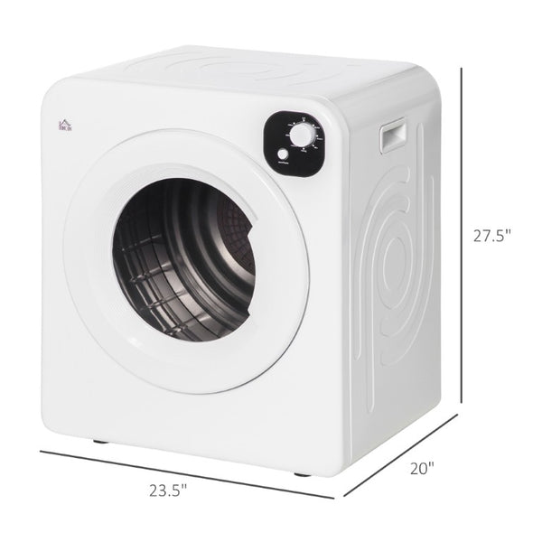 English Elm Homcom Compact Front Load Electric Dryer 3.2 Cu Ft Steel Drum Seven Modes for Small Spaces White W2225P156102