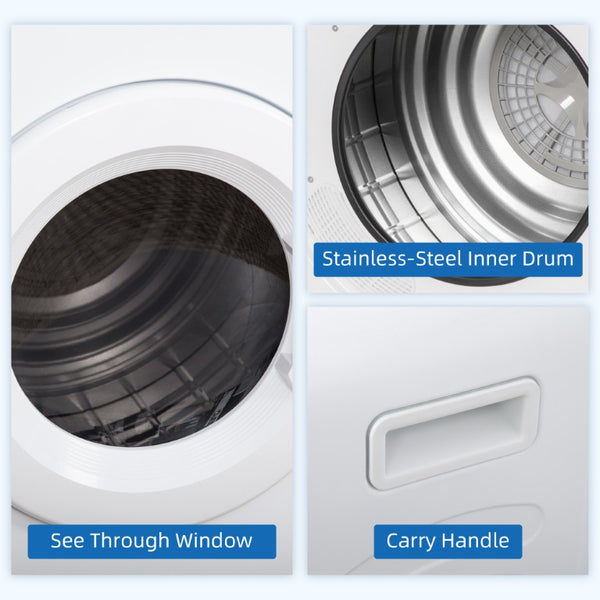 English Elm Homcom Compact Front Load Electric Dryer 3.2 Cu Ft Steel Drum Seven Modes for Small Spaces White W2225P156102