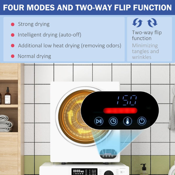 English Elm Homcom Compact Electric Dryer 850W Stainless Drum Front Load for Apartments and Dorms W2225P157931