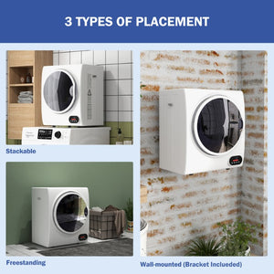English Elm Homcom Compact Electric Dryer 850W Stainless Drum Front Load for Apartments and Dorms W2225P157931