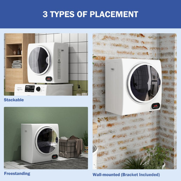 English Elm Homcom Compact Electric Dryer 850W Stainless Drum Front Load for Apartments and Dorms W2225P157931