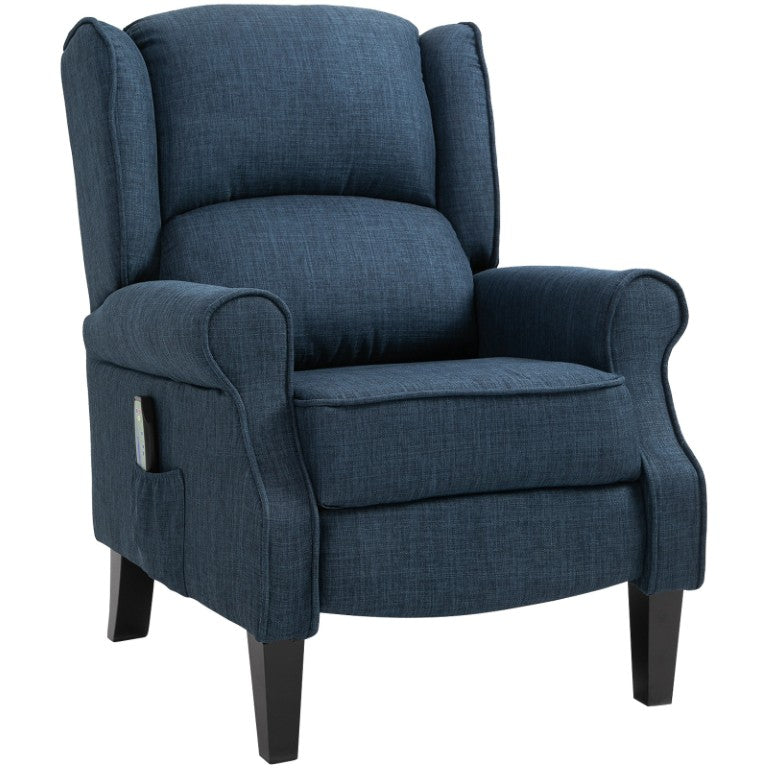 English Elm Homcom Wingback Massage Recliner with Heat Linen Upholstery and Pocket Spring Support W2225P173854
