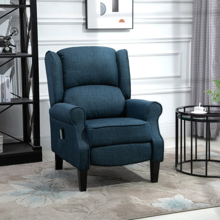 English Elm Homcom Wingback Massage Recliner with Heat Linen Upholstery and Pocket Spring Support W2225P173854