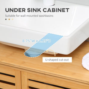 English Elm Kleankin Natural Bamboo Under Sink Organizer with Slatted Doors for Spa Bathrooms W2225P173923