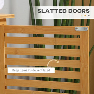 English Elm Kleankin Natural Bamboo Under Sink Organizer with Slatted Doors for Spa Bathrooms W2225P173923