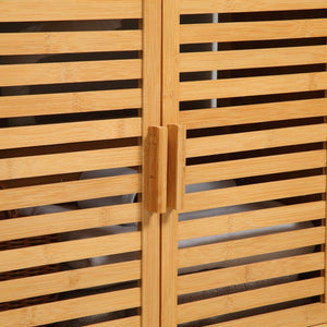 English Elm Kleankin Natural Bamboo Under Sink Organizer with Slatted Doors for Spa Bathrooms W2225P173923