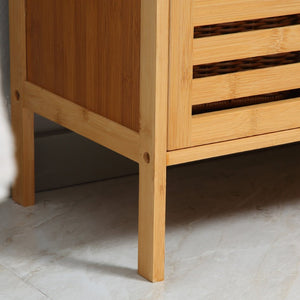 English Elm Kleankin Natural Bamboo Under Sink Organizer with Slatted Doors for Spa Bathrooms W2225P173923