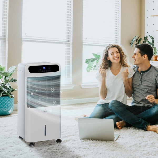 English Elm Homcom Tower Evaporative Cooler 3In1 Fan Humidifier with Remote and 3.2 Gal Tank W2225P173967