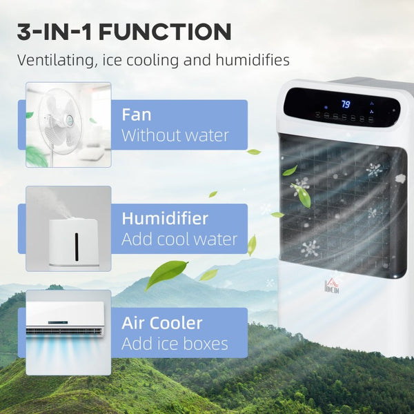 English Elm Homcom Tower Evaporative Cooler 3In1 Fan Humidifier with Remote and 3.2 Gal Tank W2225P173967