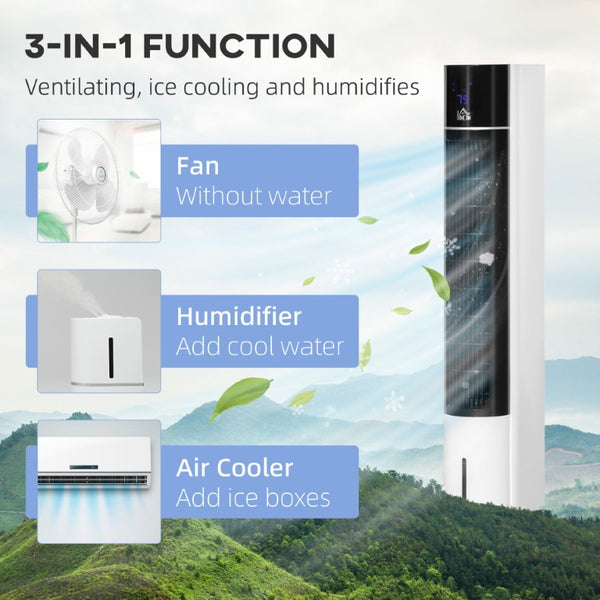 English Elm Homcom 42 Inch Tower Evaporative Cooler Fan Humidifier with Remote and LED Display W2225P173968