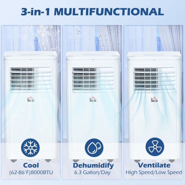 English Elm Homcom 8000 BTU Portable Air Conditioner with Remote Four Modes Self Evaporating White W2225P173985