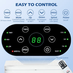 English Elm Homcom 8000 BTU Portable Air Conditioner with Remote Four Modes Self Evaporating White W2225P173985