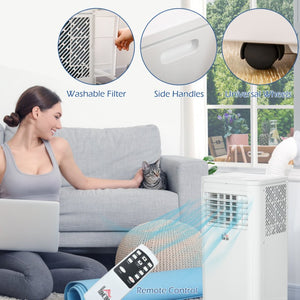 English Elm Homcom 8000 BTU Portable Air Conditioner with Remote Four Modes Self Evaporating White W2225P173985