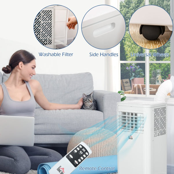 English Elm Homcom 8000 BTU Portable Air Conditioner with Remote Four Modes Self Evaporating White W2225P173985