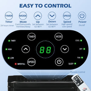 English Elm Homcom 8000 BTU Portable Air Conditioner with Remote Four Modes Self Evaporating Black W2225P173986