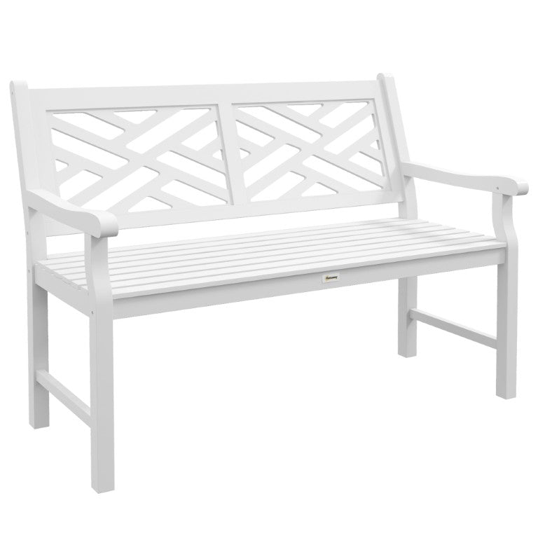 English Elm Outsunny Poplar Wood Slatted Outdoor Garden Bench for Patio Porch Deck and Lawn White W2225P174111