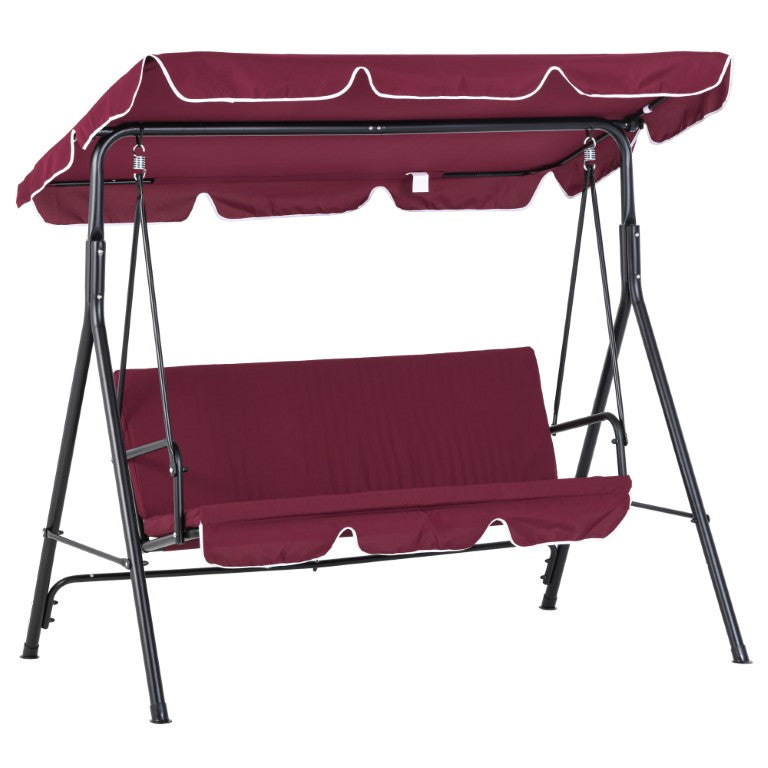 English Elm Outsunny 3 Person Steel A-Frame Patio Swing with Canopy and Cushioned Bench Seat W2225P174126