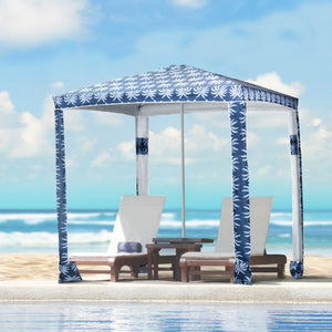 English Elm Outsunny UV50 Beach Cabana Shelter with Steel Frame Sandbags and Tropical Palm Print W2225P200456
