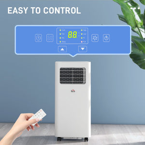 English Elm Homcom 8000 BTU Portable Air Conditioner with Dehumidifier Fan Sleep Mode Timer White W2225P200461