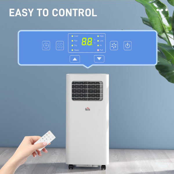 English Elm Homcom 8000 BTU Portable Air Conditioner with Dehumidifier Fan Sleep Mode Timer White W2225P200461