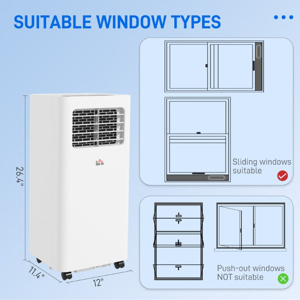 English Elm Homcom 8000 BTU Portable Air Conditioner with Dehumidifier Fan Sleep Mode Timer White W2225P200461
